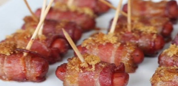 Receita Rolinhos de Salsicha com Bacon